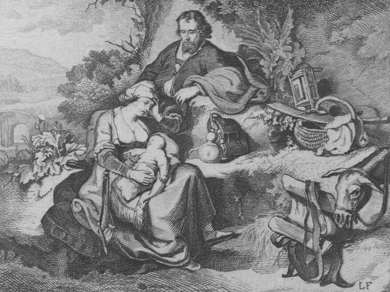1827-Gotthelf Emil Louis (Ludwig) Friedrich - Riposo durante la fuga in Egitto - Gemäldegalerie Alte Meister